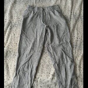 A New Day Striped Linen Blend Paperbag Waist Pants Size Medium